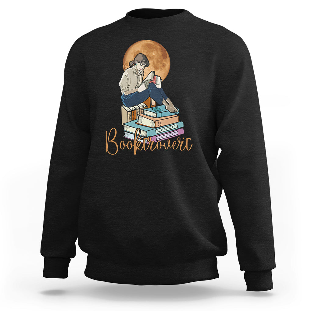 Funny Book Lover Sweatshirt Booktrovert Girl Books Reader Reading TS02 Black Printyourwear