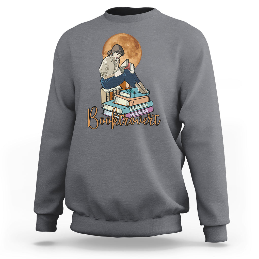 Funny Book Lover Sweatshirt Booktrovert Girl Books Reader Reading TS02 Charcoal Printyourwear