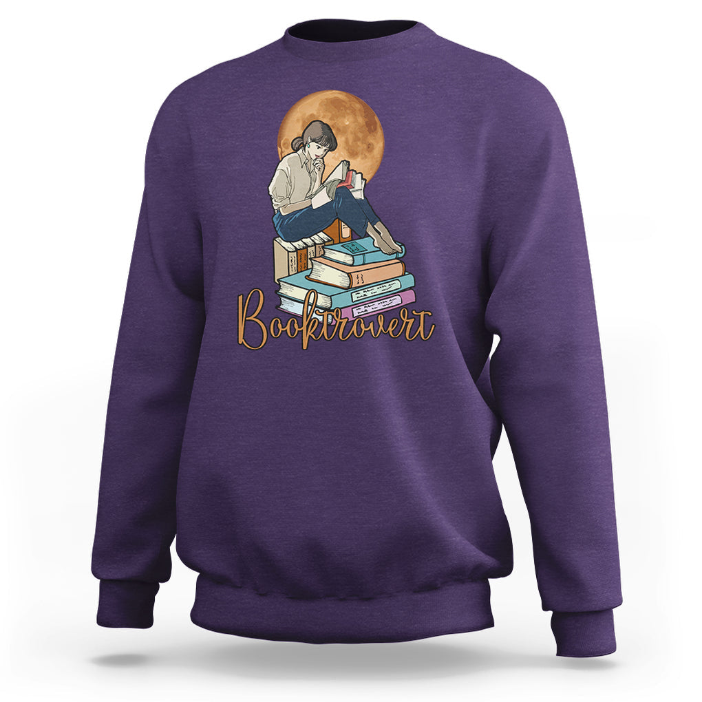 Funny Book Lover Sweatshirt Booktrovert Girl Books Reader Reading TS02 Purple Printyourwear