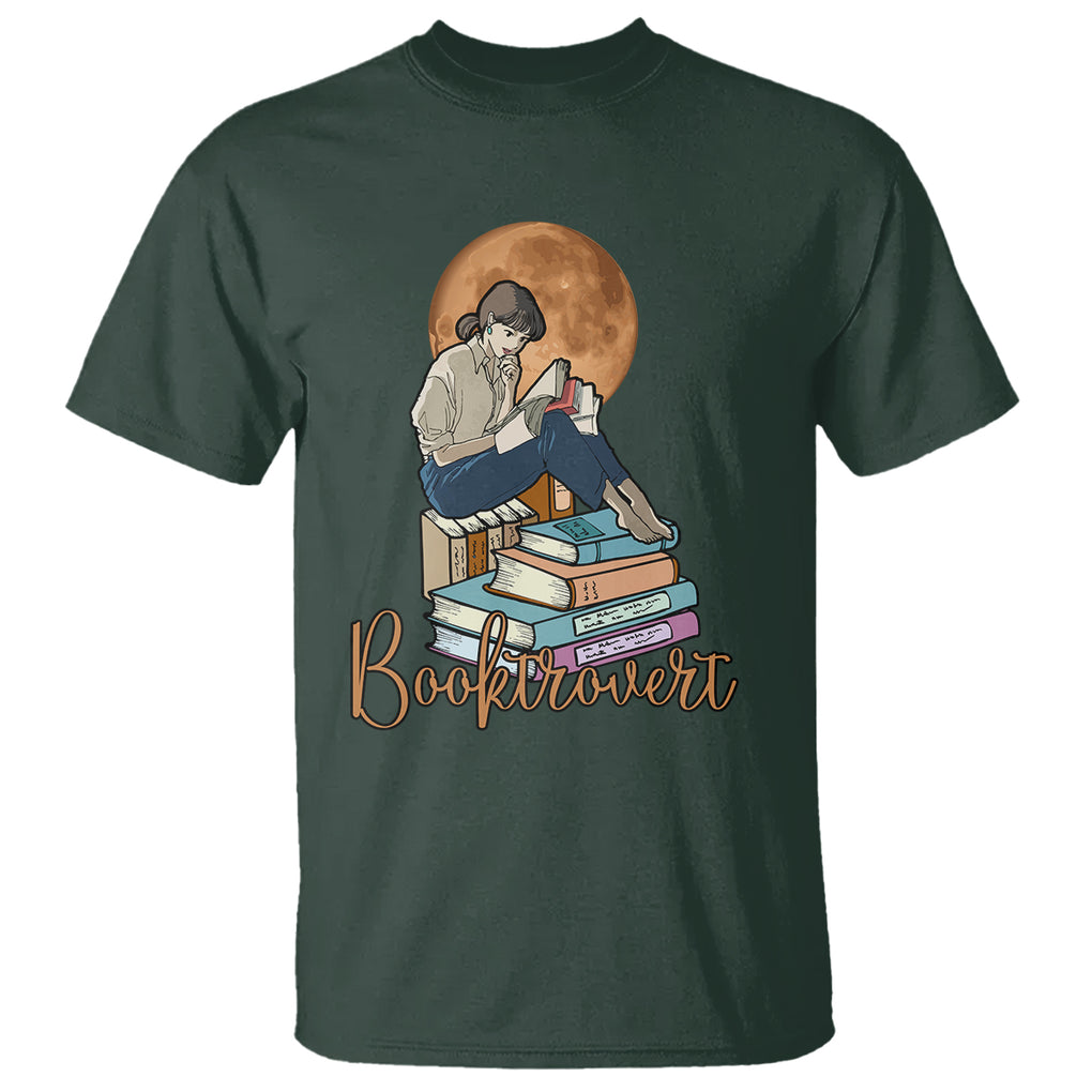 Funny Book Lover T Shirt Booktrovert Girl Books Reader Reading TS02 Dark Forest Green Printyourwear