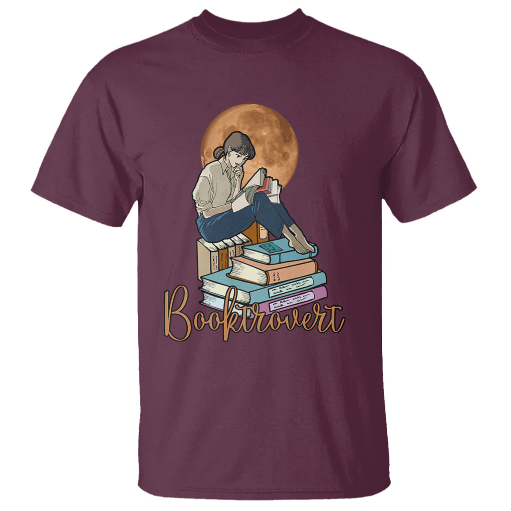 Funny Book Lover T Shirt Booktrovert Girl Books Reader Reading TS02 Maroon Printyourwear