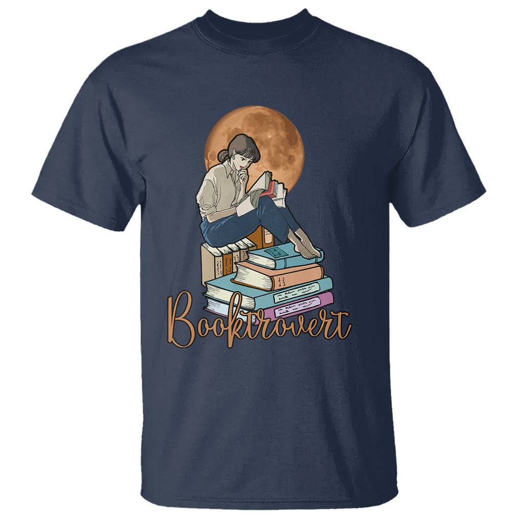 Funny Book Lover T Shirt Booktrovert Girl Books Reader Reading TS02 Navy Printyourwear