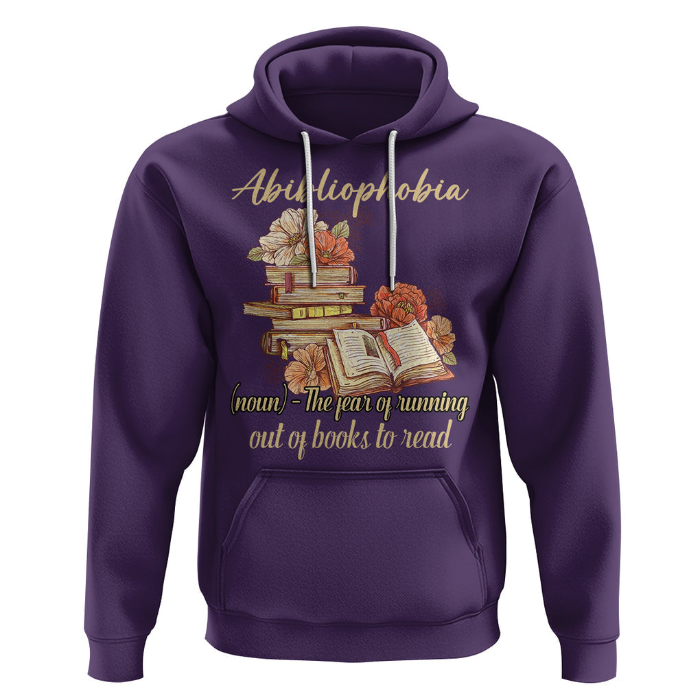 Funny Book Lover Hoodie Abibliophobia Definition The Fear Of Running Out Of Books Reading Nerd TS02 Purple Printyourwear