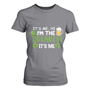Funny St Patricks Day Drinking T Shirt For Women It's Me Hi I'm The Drunkest Beers Lovers TS02 Charcoal Print Your Wear