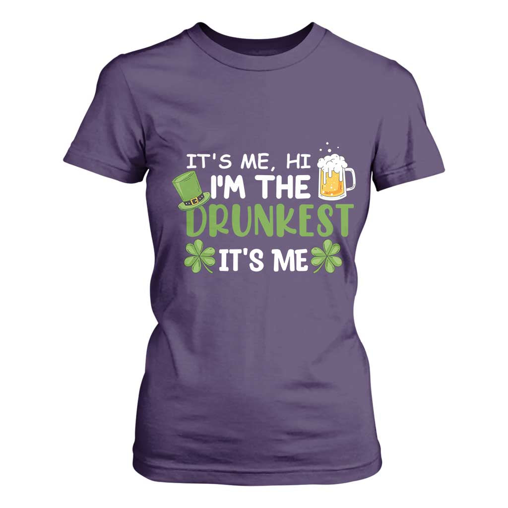 Funny St Patricks Day Drinking T Shirt For Women It's Me Hi I'm The Drunkest Beers Lovers TS02 Purple Print Your Wear