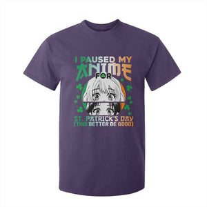 Funny I Paused My Anime To Celebrate St Patricks Day T Shirt For Kid TS02 Purple Print Your Wear
