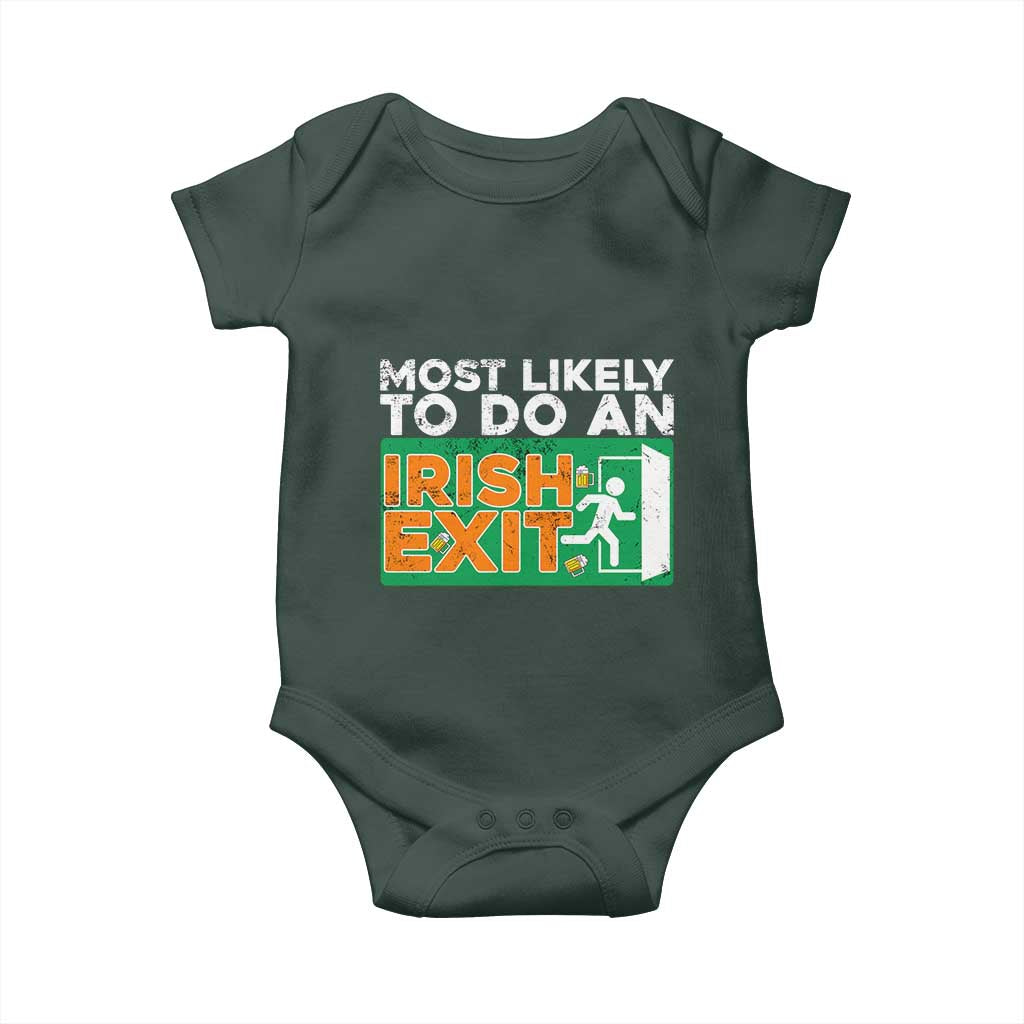Funny St Patricks Day Baby Onesie Most Likely To Do An Irish Exit TS02 Print Your Wear