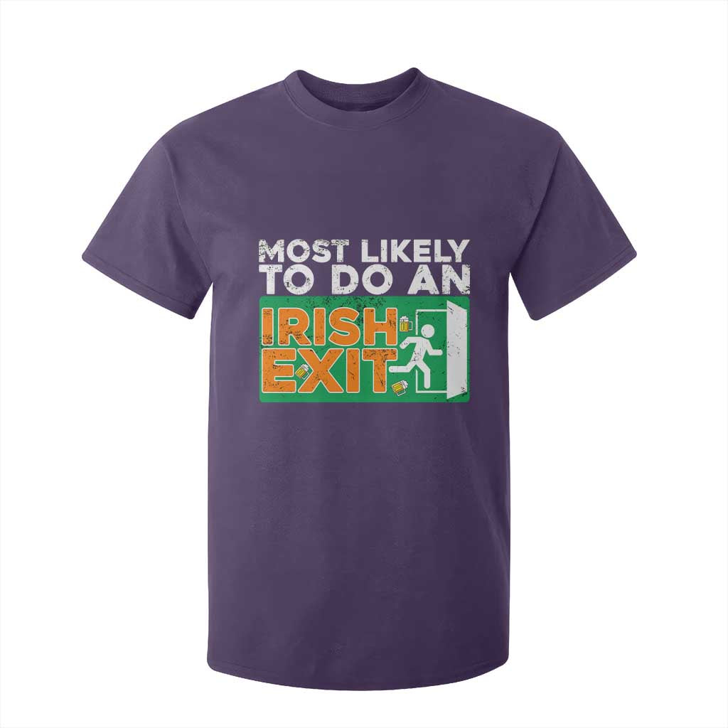 Funny St Patricks Day T Shirt For Kid Most Likely To Do An Irish Exit TS02 Purple Print Your Wear