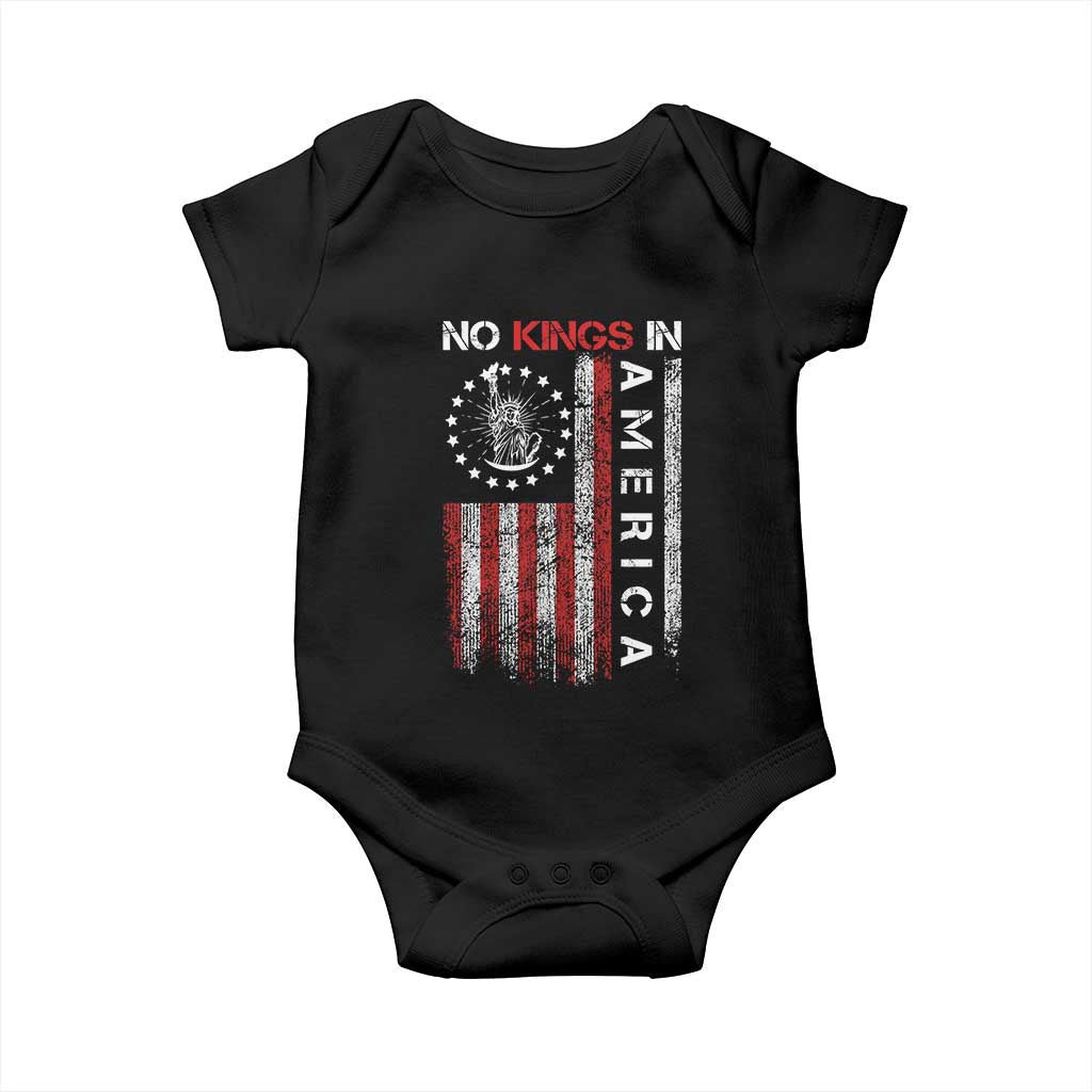 No Kings In America Baby Onesie Retro Freedom American Betsy Ross Flag TS02 Black Print Your Wear