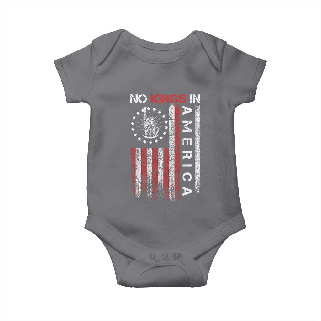 No Kings In America Baby Onesie Retro Freedom American Betsy Ross Flag TS02 Charcoal Print Your Wear