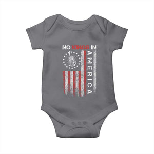 No Kings In America Baby Onesie Retro Freedom American Betsy Ross Flag TS02 Charcoal Print Your Wear