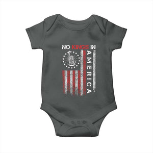 No Kings In America Baby Onesie Retro Freedom American Betsy Ross Flag TS02 Dark Heather Print Your Wear