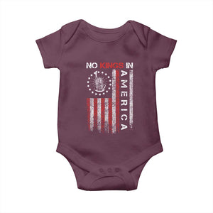 No Kings In America Baby Onesie Retro Freedom American Betsy Ross Flag TS02 Maroon Print Your Wear