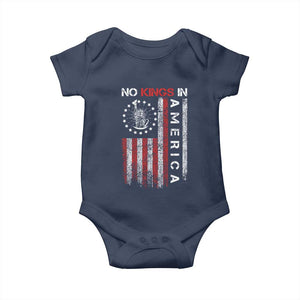 No Kings In America Baby Onesie Retro Freedom American Betsy Ross Flag TS02 Navy Print Your Wear