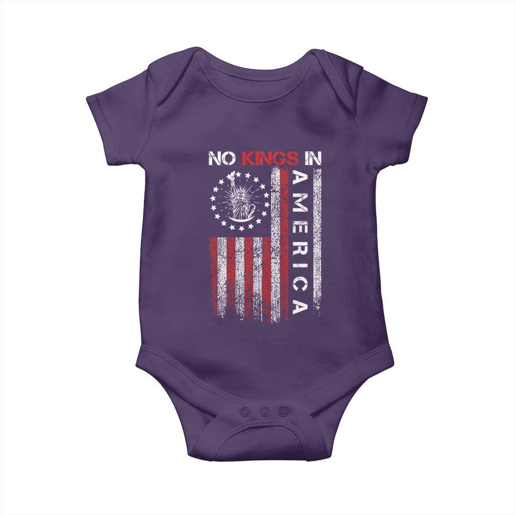 No Kings In America Baby Onesie Retro Freedom American Betsy Ross Flag TS02 Purple Print Your Wear