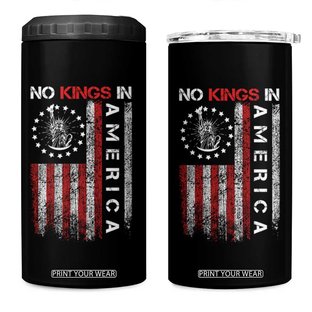 No Kings In America 4 in 1 Can Cooler Tumbler Retro Freedom American Betsy Ross Flag TS02 One Size: 16 oz Black Print Your Wear