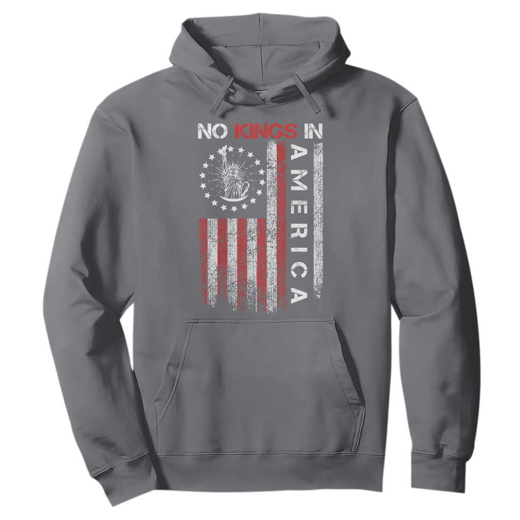 No Kings In America Hoodie Retro Freedom American Betsy Ross Flag TS02 Charcoal Print Your Wear