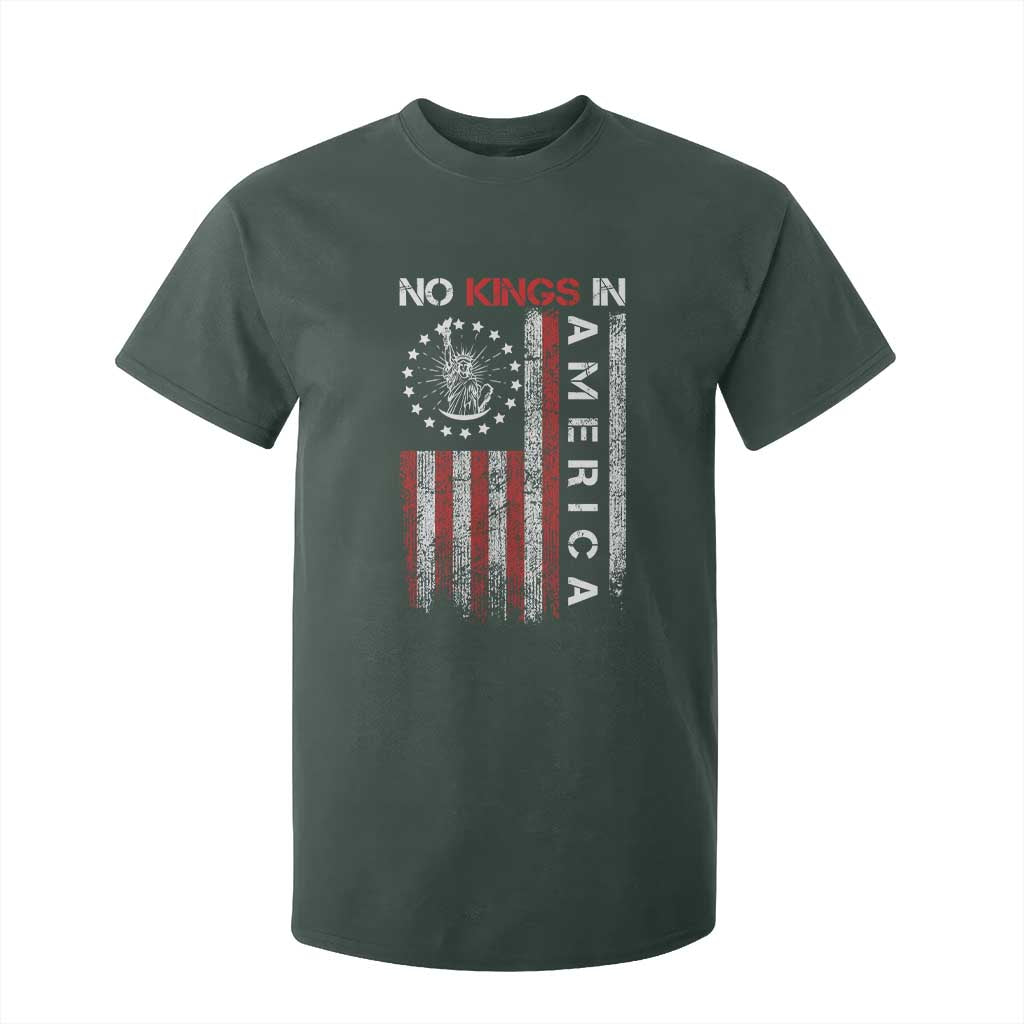 No Kings In America T Shirt For Kid Retro Freedom American Betsy Ross Flag TS02 Dark Forest Green Print Your Wear