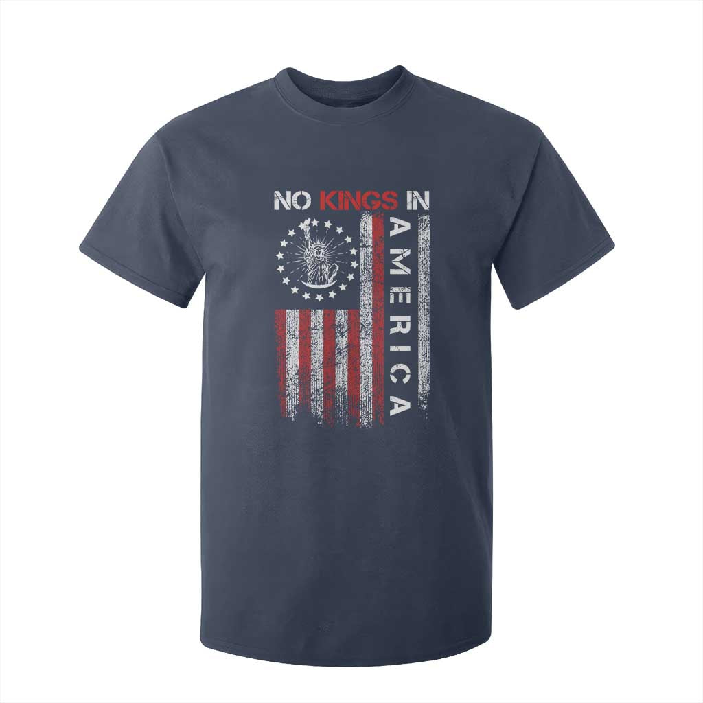No Kings In America T Shirt For Kid Retro Freedom American Betsy Ross Flag TS02 Navy Print Your Wear