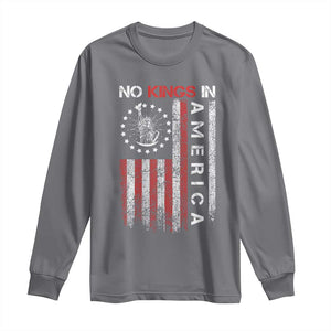 No Kings In America Long Sleeve Shirt Retro Freedom American Betsy Ross Flag TS02 Charcoal Print Your Wear