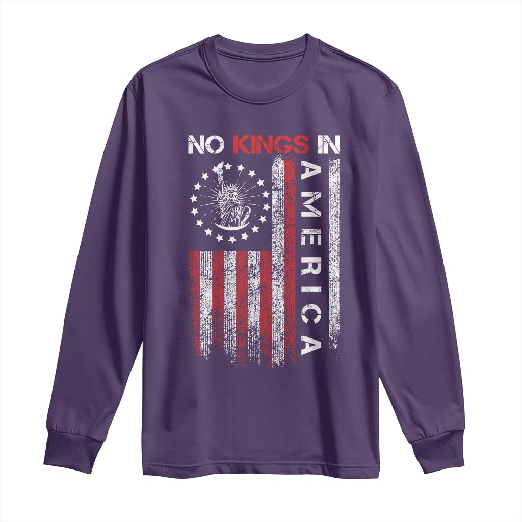 No Kings In America Long Sleeve Shirt Retro Freedom American Betsy Ross Flag TS02 Purple Print Your Wear