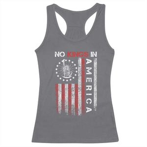 No Kings In America Racerback Tank Top Retro Freedom American Betsy Ross Flag TS02 Charcoal Print Your Wear