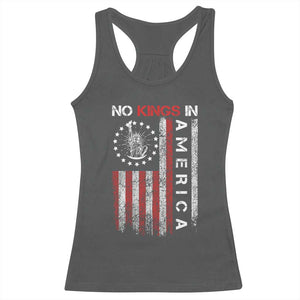 No Kings In America Racerback Tank Top Retro Freedom American Betsy Ross Flag TS02 Dark Heather Print Your Wear