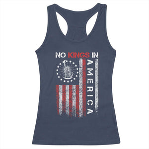 No Kings In America Racerback Tank Top Retro Freedom American Betsy Ross Flag TS02 Navy Print Your Wear