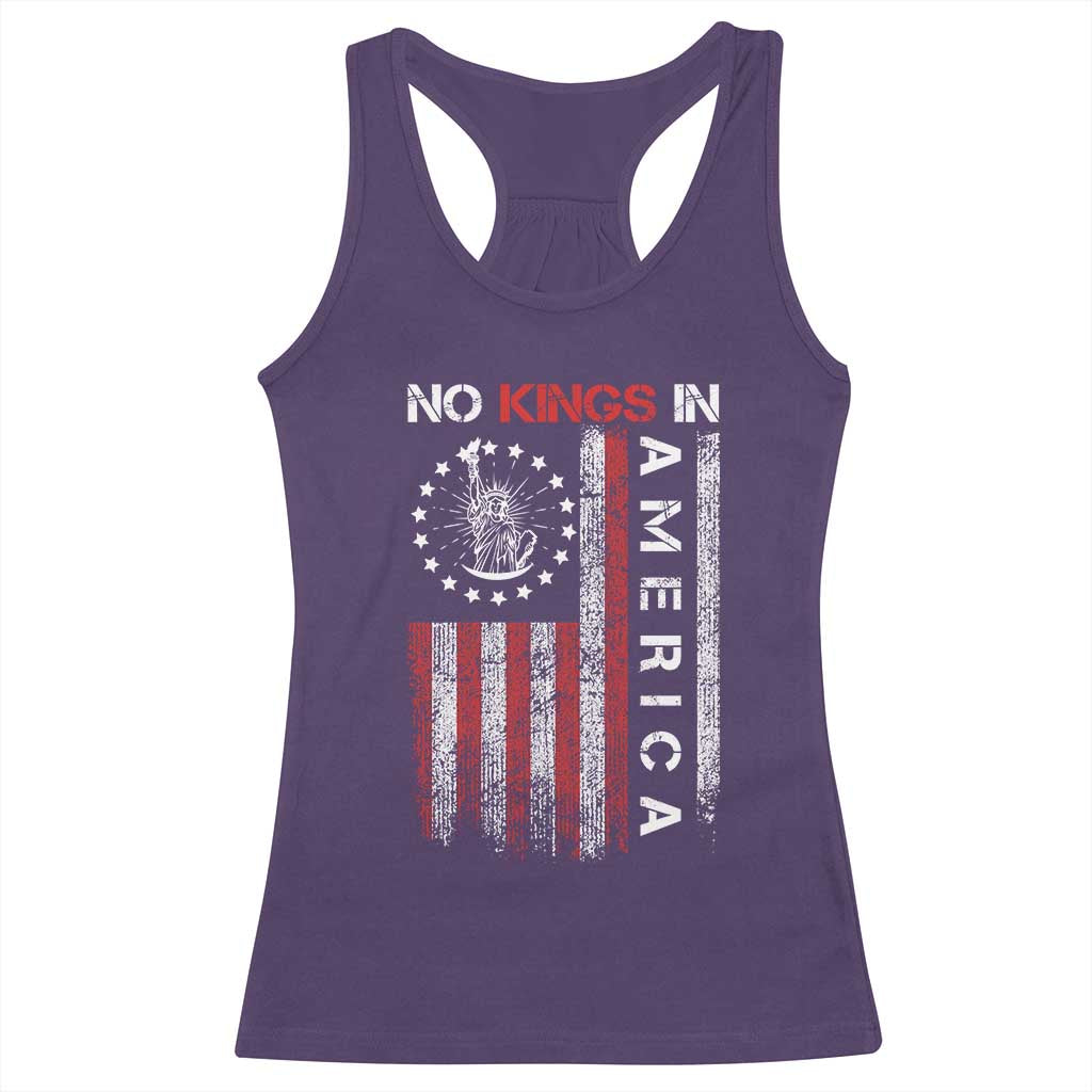 No Kings In America Racerback Tank Top Retro Freedom American Betsy Ross Flag TS02 Purple Print Your Wear