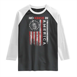 No Kings In America Raglan Shirt Retro Freedom American Betsy Ross Flag TS02 Black White Print Your Wear