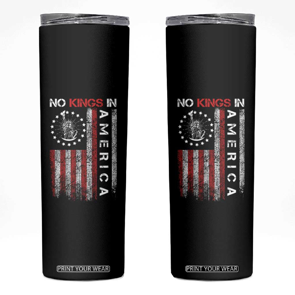 No Kings In America Skinny Tumbler Retro Freedom American Betsy Ross Flag TS02 Black Print Your Wear