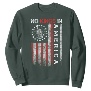 No Kings In America Sweatshirt Retro Freedom American Betsy Ross Flag TS02 Dark Forest Green Print Your Wear