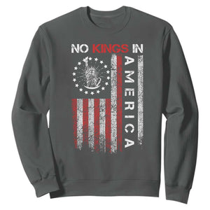 No Kings In America Sweatshirt Retro Freedom American Betsy Ross Flag TS02 Dark Heather Print Your Wear