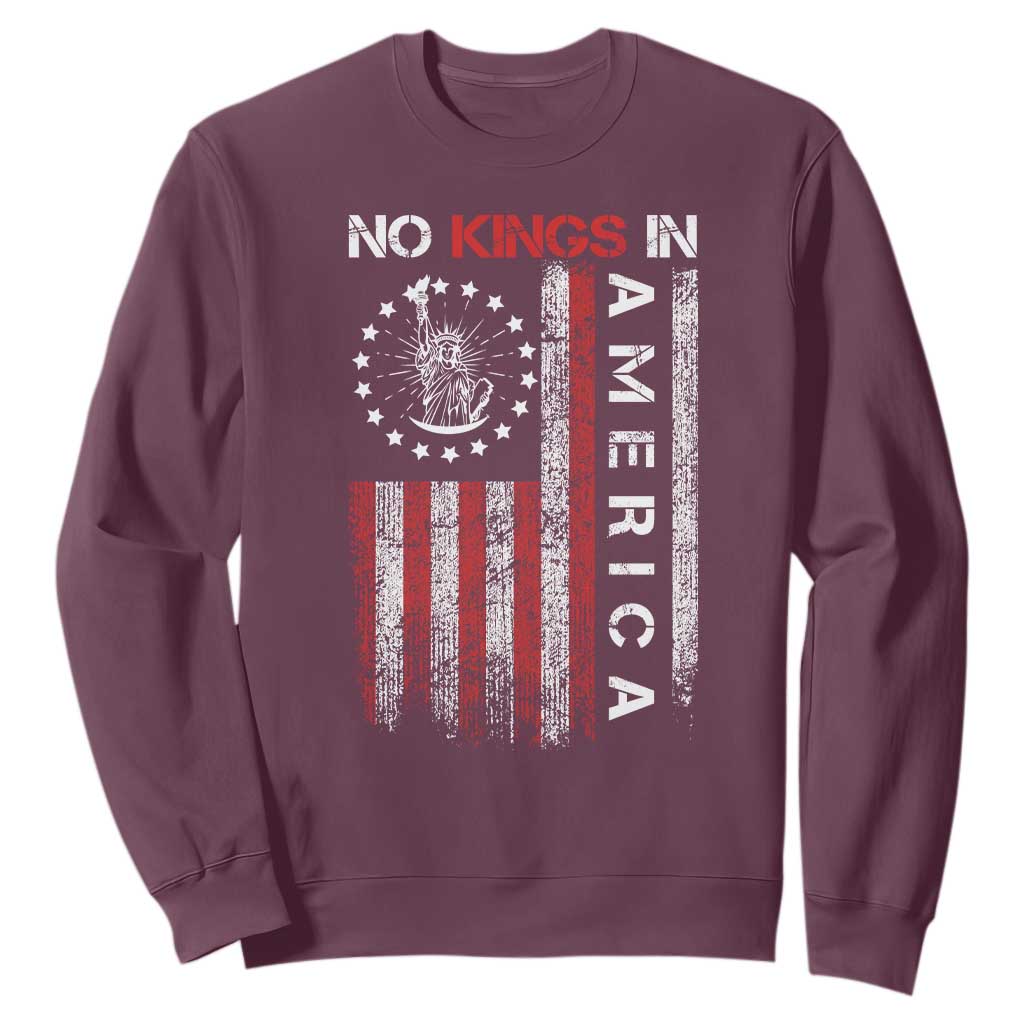 No Kings In America Sweatshirt Retro Freedom American Betsy Ross Flag TS02 Maroon Print Your Wear