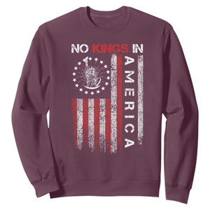 No Kings In America Sweatshirt Retro Freedom American Betsy Ross Flag TS02 Maroon Print Your Wear