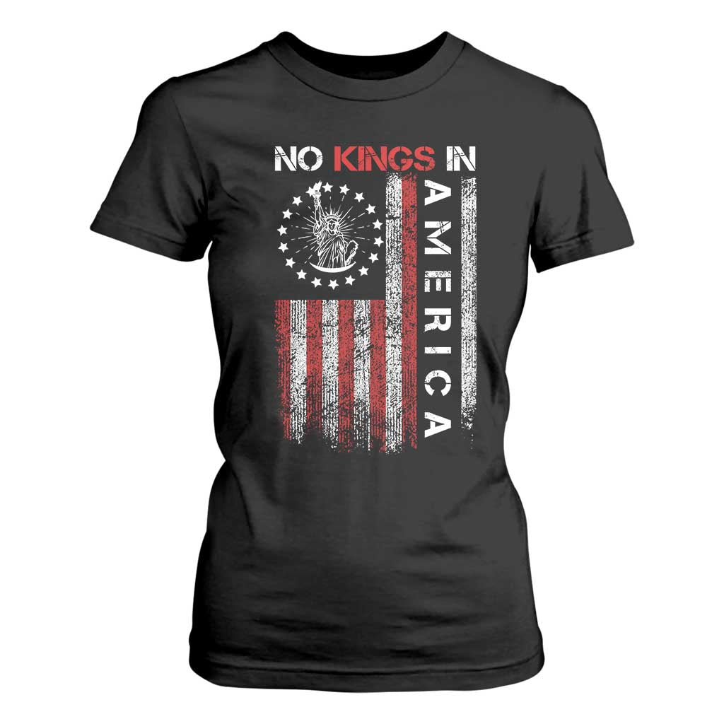 No Kings In America T Shirt For Women Retro Freedom American Betsy Ross Flag TS02 Black Print Your Wear
