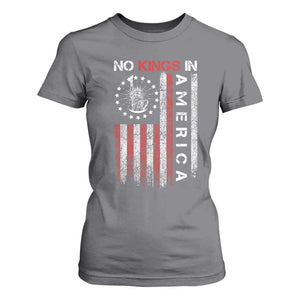 No Kings In America T Shirt For Women Retro Freedom American Betsy Ross Flag TS02 Charcoal Print Your Wear