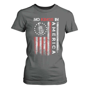 No Kings In America T Shirt For Women Retro Freedom American Betsy Ross Flag TS02 Dark Heather Print Your Wear