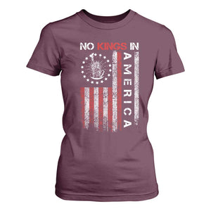 No Kings In America T Shirt For Women Retro Freedom American Betsy Ross Flag TS02 Maroon Print Your Wear