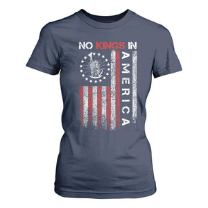 No Kings In America T Shirt For Women Retro Freedom American Betsy Ross Flag TS02 Navy Print Your Wear