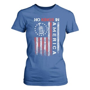 No Kings In America T Shirt For Women Retro Freedom American Betsy Ross Flag TS02 Royal Blue Print Your Wear
