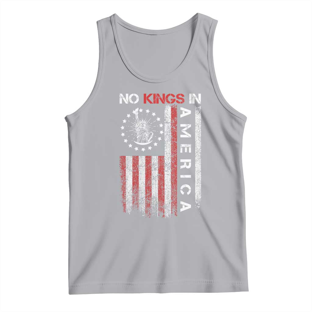 No Kings In America Tank Top Retro Freedom American Betsy Ross Flag TS02 Athletic Heather Print Your Wear