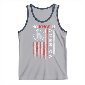 No Kings In America Tank Top Retro Freedom American Betsy Ross Flag TS02 Athletic Heather Navy Print Your Wear