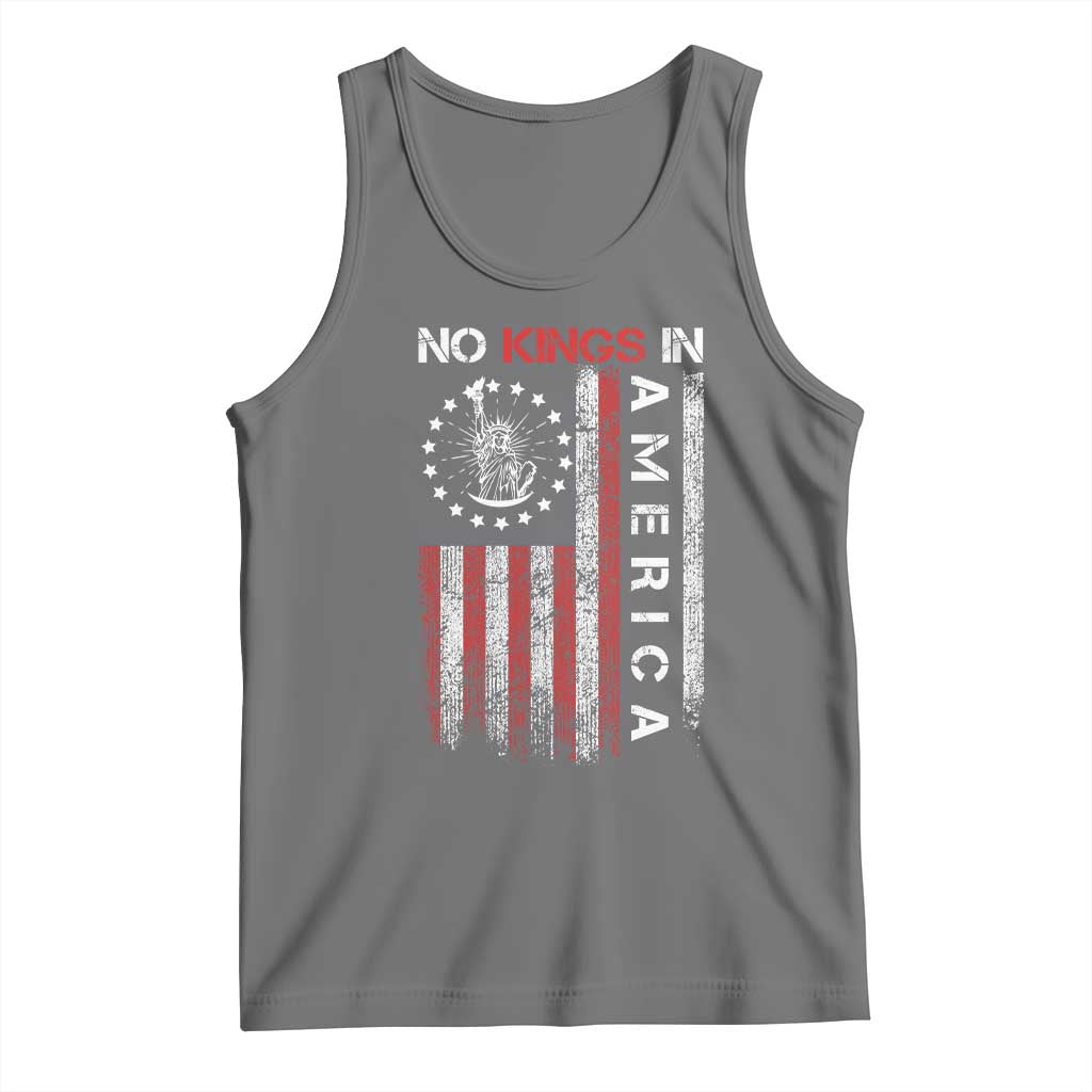 No Kings In America Tank Top Retro Freedom American Betsy Ross Flag TS02 Black Heather Print Your Wear