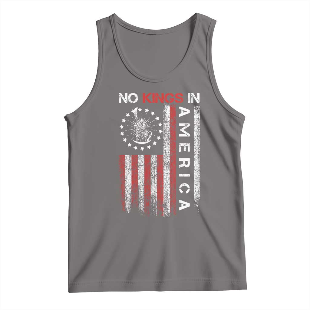 No Kings In America Tank Top Retro Freedom American Betsy Ross Flag TS02 Deep Heather Print Your Wear