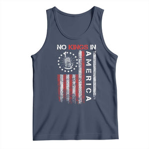 No Kings In America Tank Top Retro Freedom American Betsy Ross Flag TS02 Navy Print Your Wear