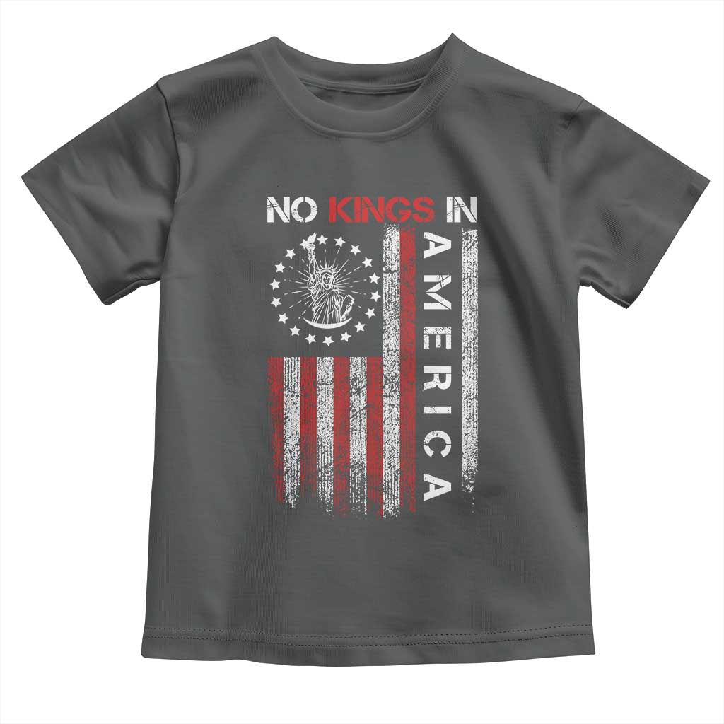 No Kings In America Toddler T Shirt Retro Freedom American Betsy Ross Flag TS02 Dark Heather Print Your Wear