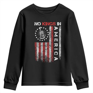 No Kings In America Youth Sweatshirt Retro Freedom American Betsy Ross Flag TS02 Black Print Your Wear