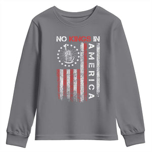No Kings In America Youth Sweatshirt Retro Freedom American Betsy Ross Flag TS02 Charcoal Print Your Wear