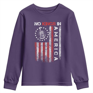 No Kings In America Youth Sweatshirt Retro Freedom American Betsy Ross Flag TS02 Purple Print Your Wear